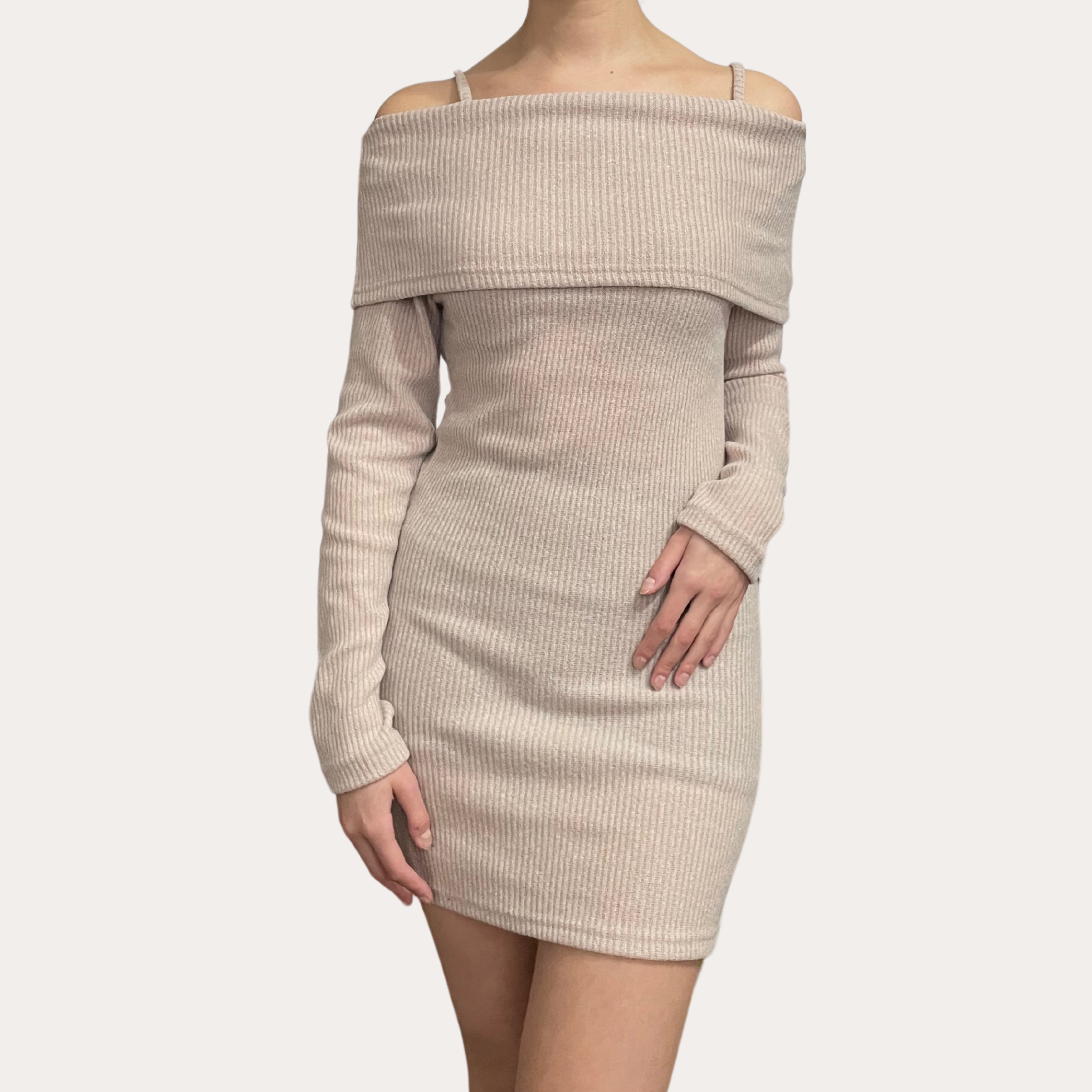 Off the Shoulder Ribbed Bodycon Dress