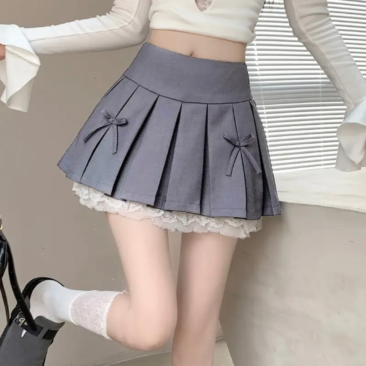 Bow Lace Mini Skirt