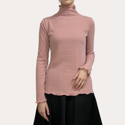 Frill Ribbed Blouse